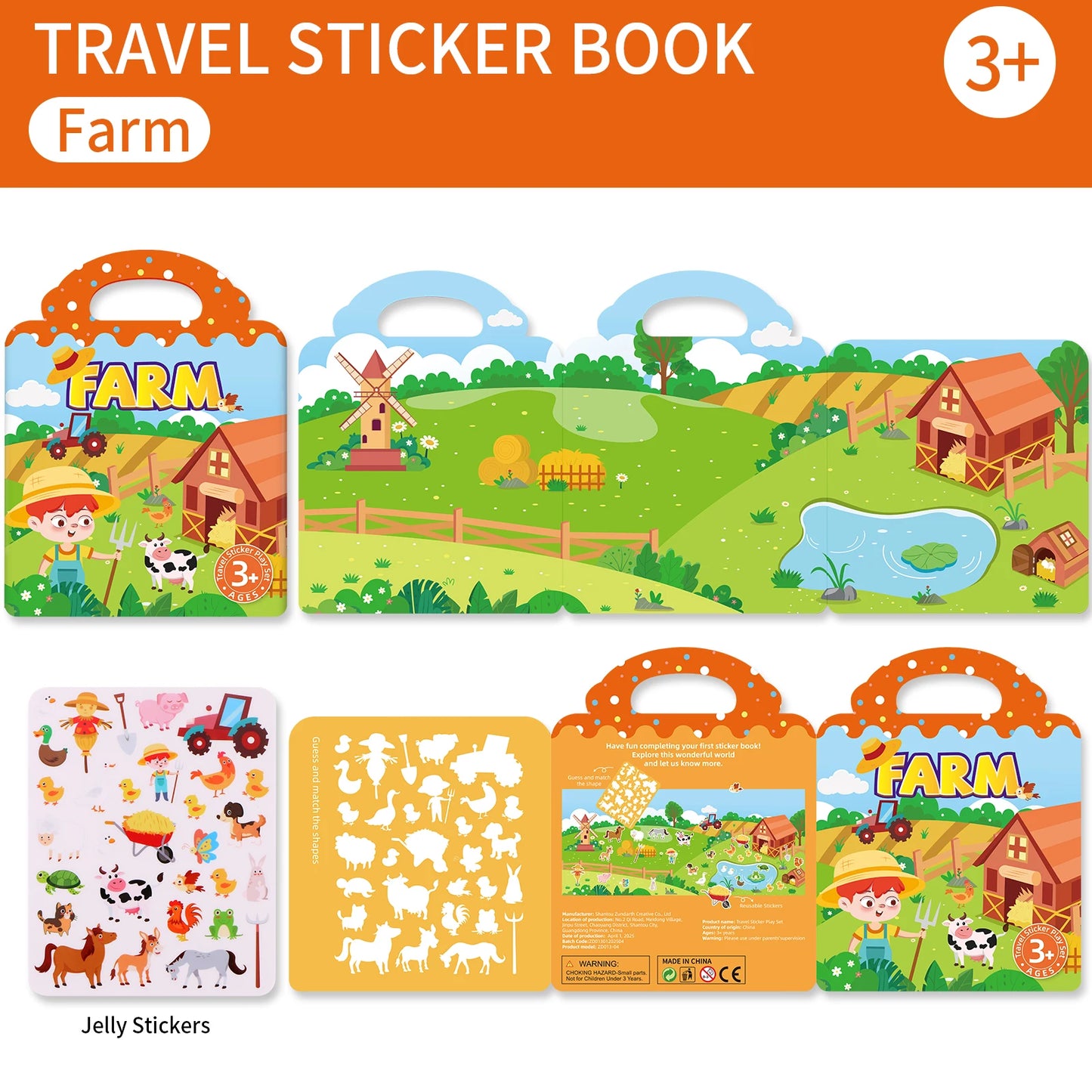 Kids' Reusable DIY Sticker Books Multi-Theme Bubble Sticker Jelly Stickers Portable Montessori Sticker Toy Gifts for Children