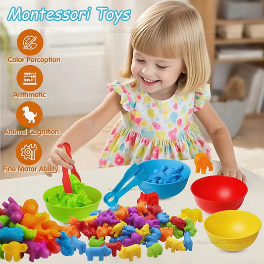 Counting Animal Sorting Toys for Toddlers Preschool Learning Activities for Math Color Cognition Montessori Baby STEM Toys Gifts
(48 pcs)