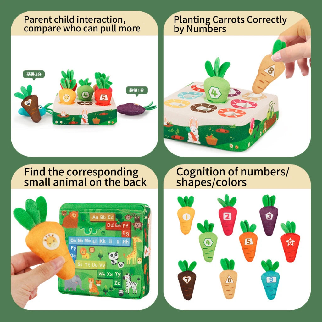 Baby Cotton Radishes Montessori Toy Color digits shape and Animals Educational Toys For Children Preschool Sensory Activity