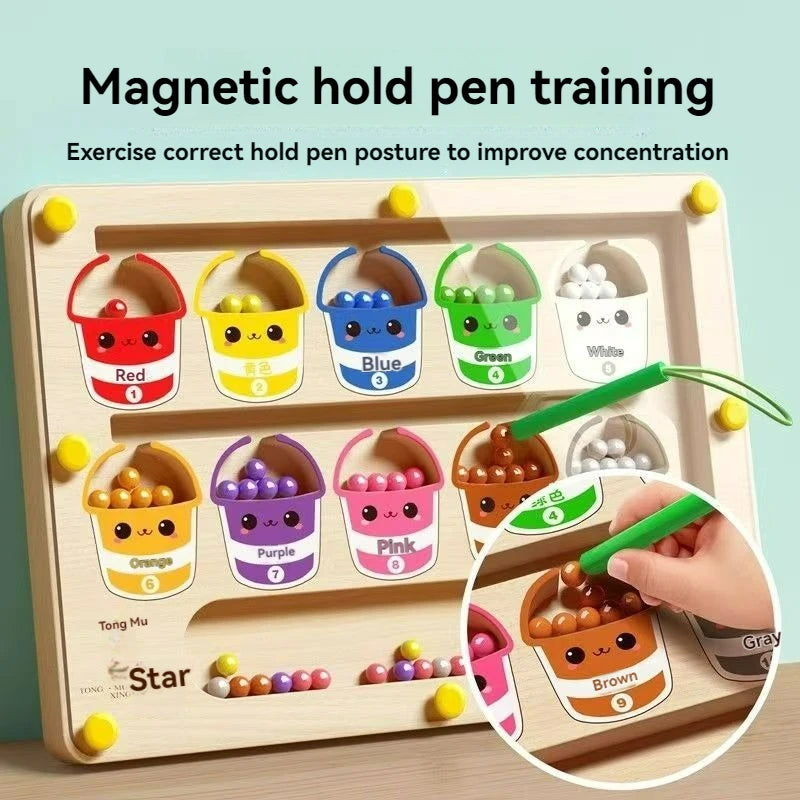Children's Magnetic Maze Walking Ball Baby Concentration Training, Writing Logic Thinking 3 year Old Early Education Puzzle To